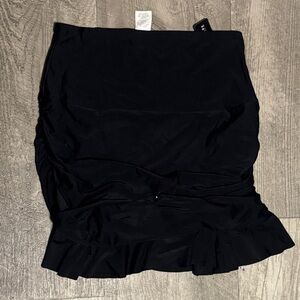 Island Escape Black One-Piece Swim Dress with Ruffle Hem